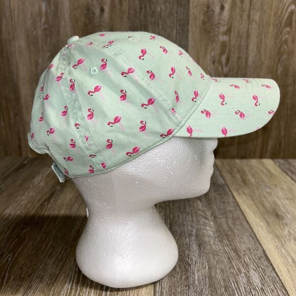 Pink Flamingo Light Green Blue Hook Loop Strapback Baseball Hat Cap Adjustable - Picture 3 of 8